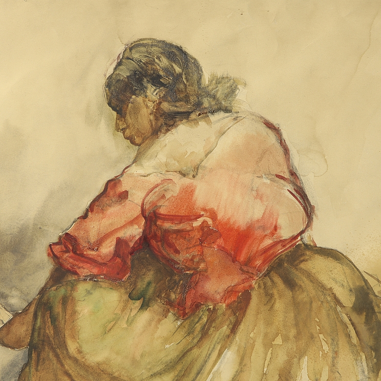 Gumersindo Sainz de Morales (1900-1976) “Gypsy Woman with Playing Cards”