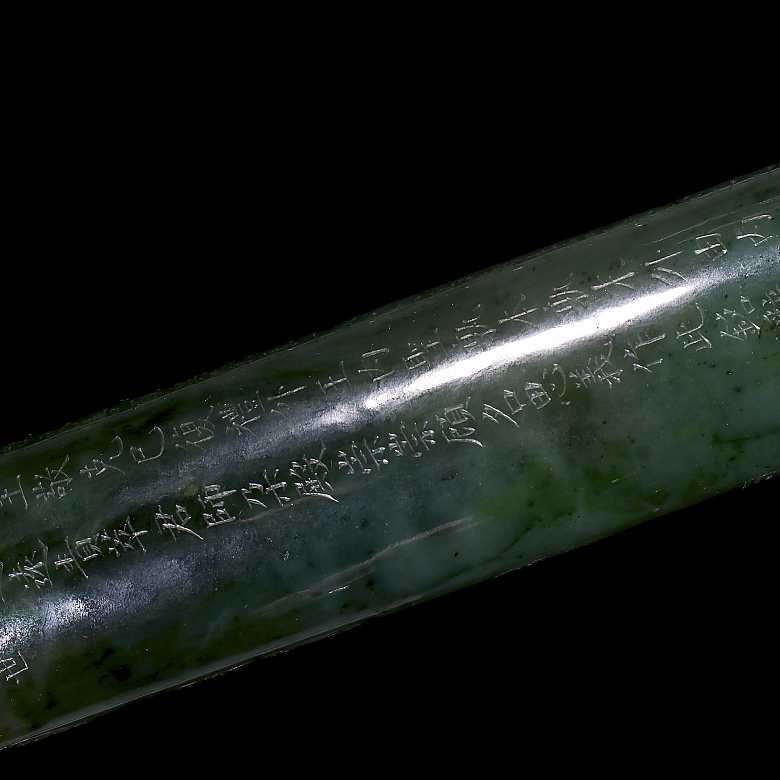 Pareja de porta inciensos de jade espinaca de Hetian 