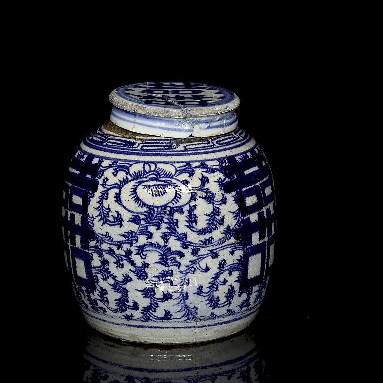 Tarro de jengibre de porcelana esmaltada, dinastía Qing