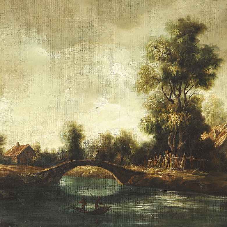 荷兰画派，19-20世纪《石桥风景》 - 2