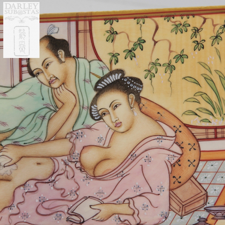 Seis laminas eróticas de marfil chinas - 9