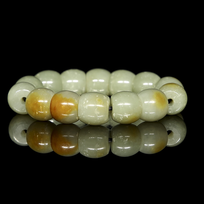 Pulsera de catorce cuentas de jade de Hetian, cultura Hongshang