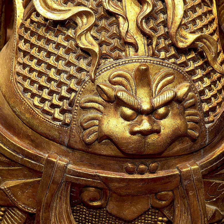 Magnificent bronze figure of ‘Guăng Mù Tiān wáng, Heavenly King’, Ming dynasty