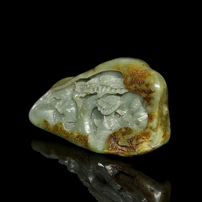 Carved jade figure, ‘Elders under the tree’, 20th century - 2