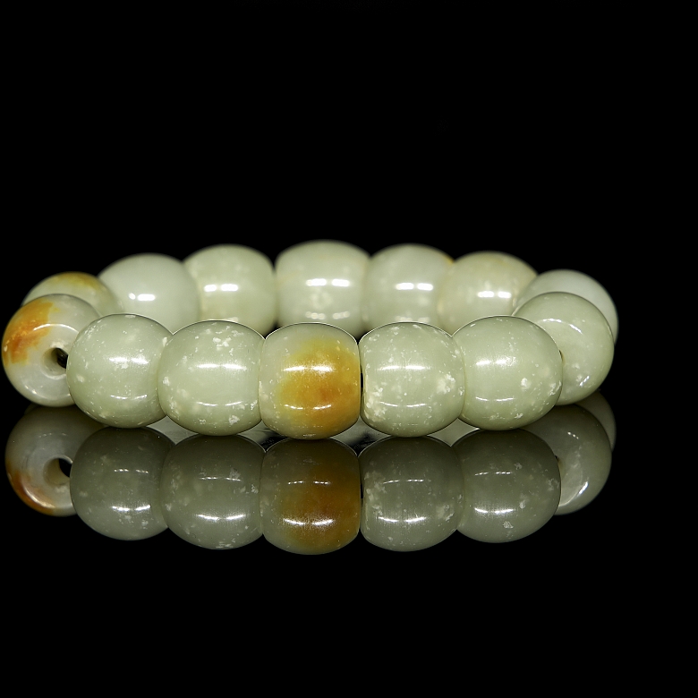 Pulsera de catorce cuentas de jade de Hetian, cultura Hongshang