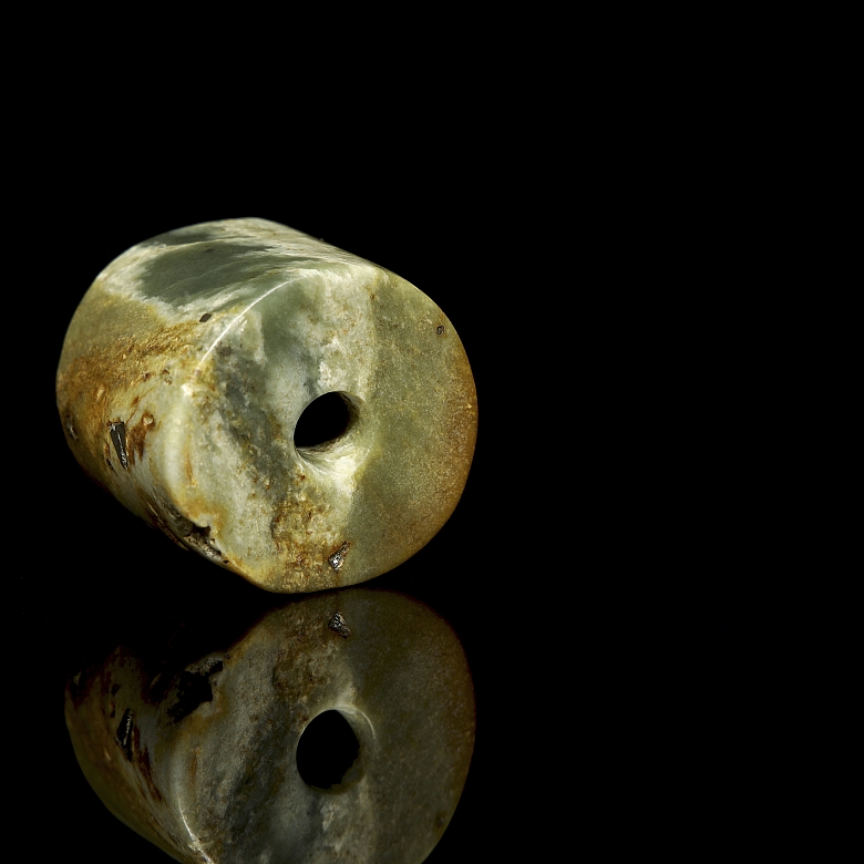 Cuenta tubular de jade, cultura Honsghan