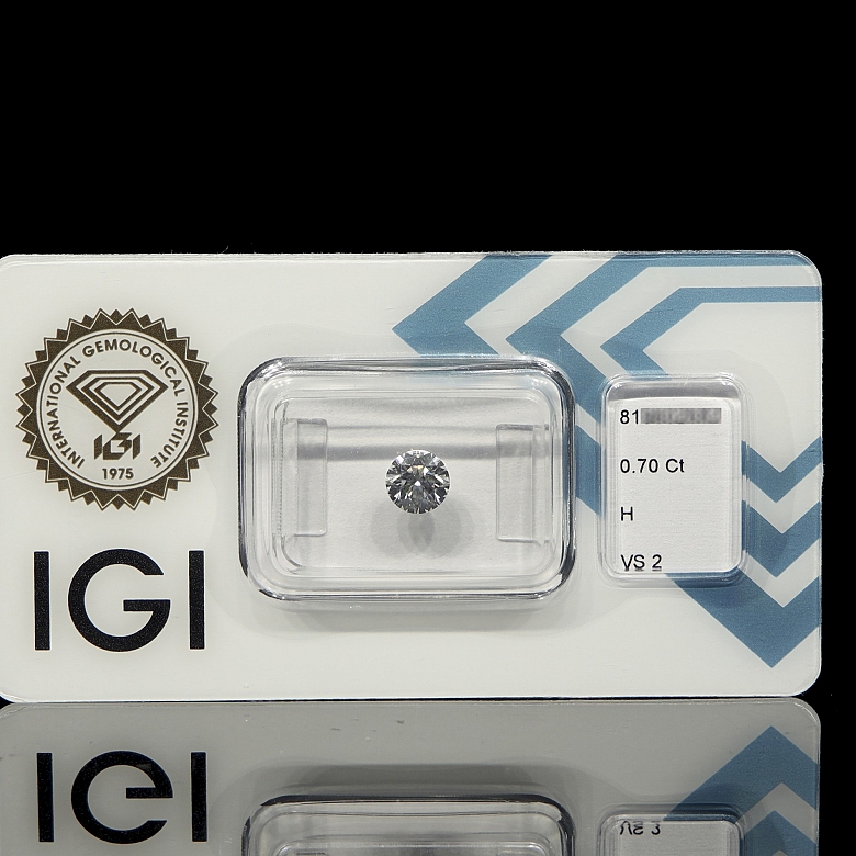 Diamante natural en talla brillante, 0.70 ct, certificado IGI