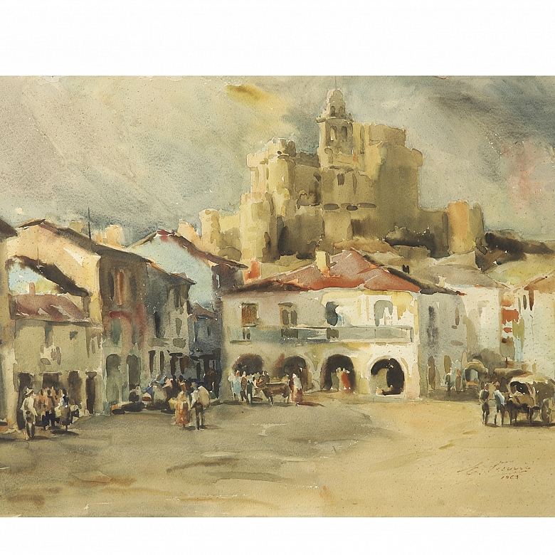 Ernesto Furió Navarro (1902–1995) ‘Town Square,’ 1963