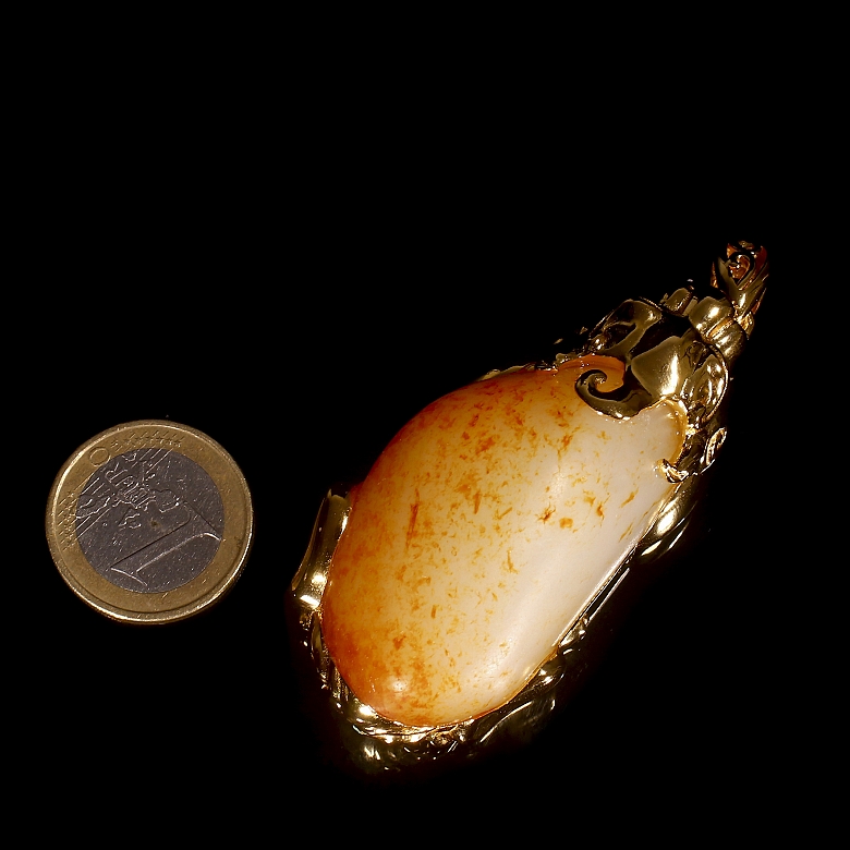 Colgante de plata dorada y jade, dinastía Qing