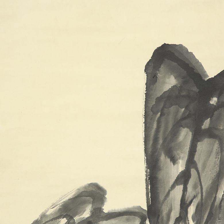 中国画《青蛙山水图》，齐白石款 - 2