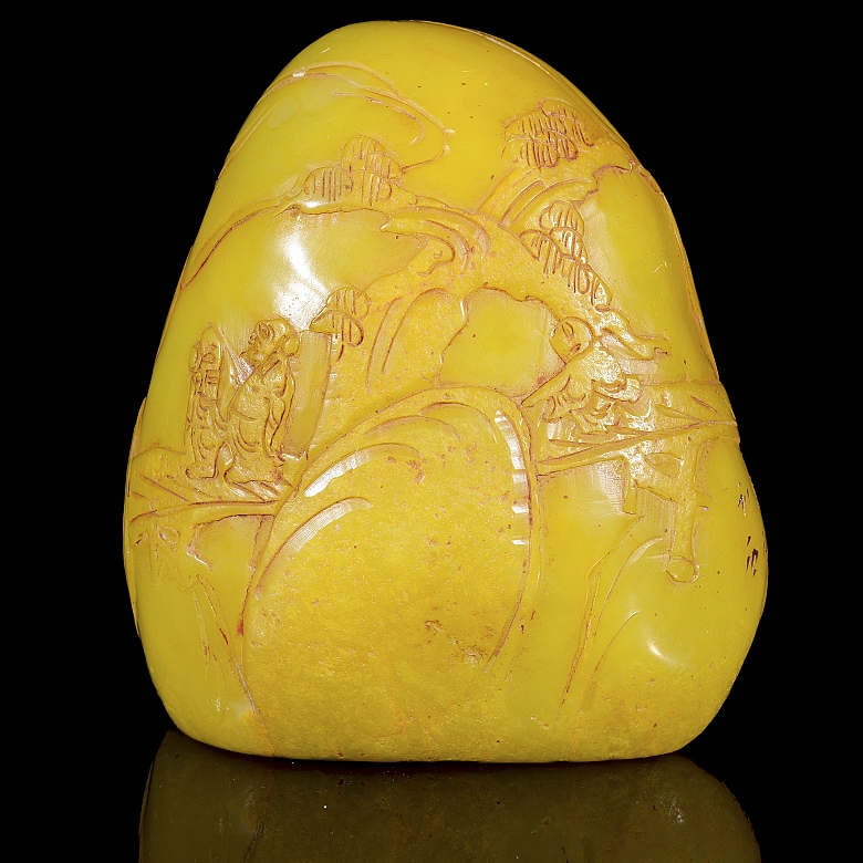Shoushan stone seal ‘Scene on the Bridge’, Qing dynasty