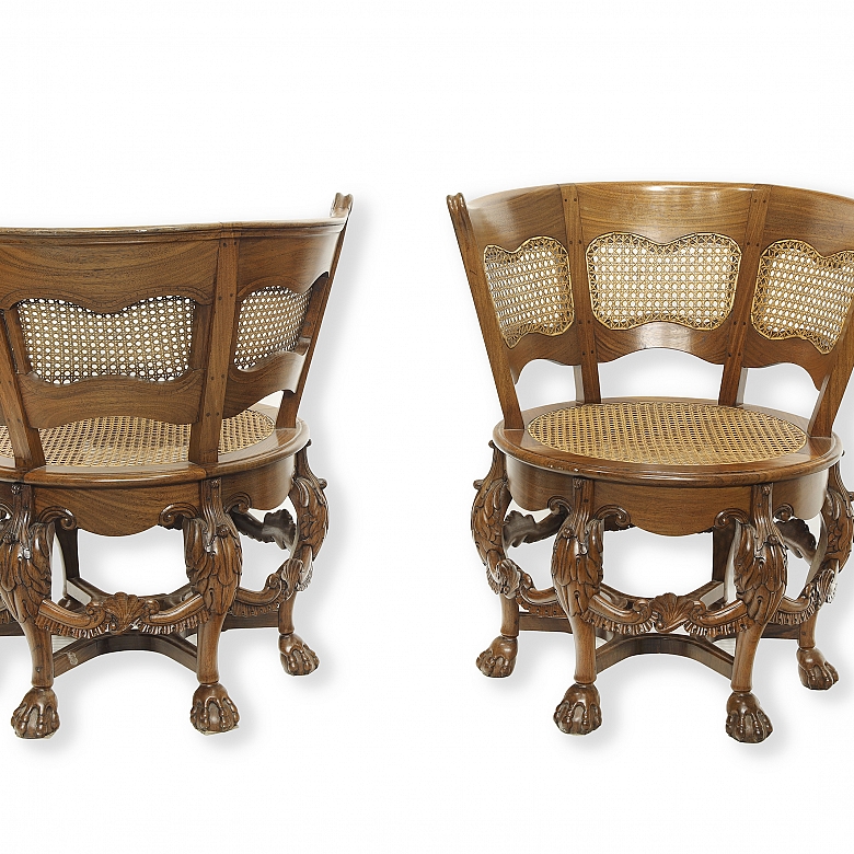 Set of Dutch Colonial-style ‘Burgomaster’ chairs, 20th century