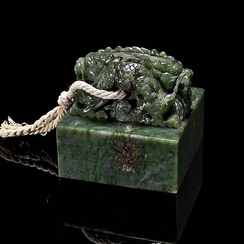 Gran sello de jade espinaca 
