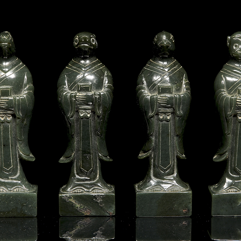 Doce sellos de jade verde espinaca