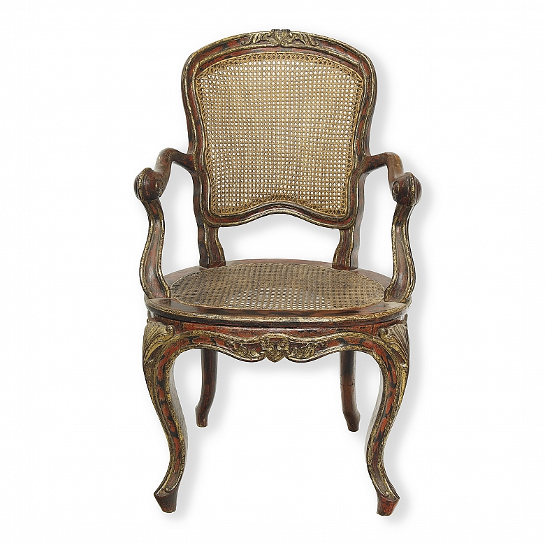 Louis XV style cane armchair, late 19th century - 4