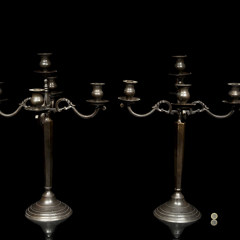 Pareja de candelabros de cinco luces, s.XX - 6