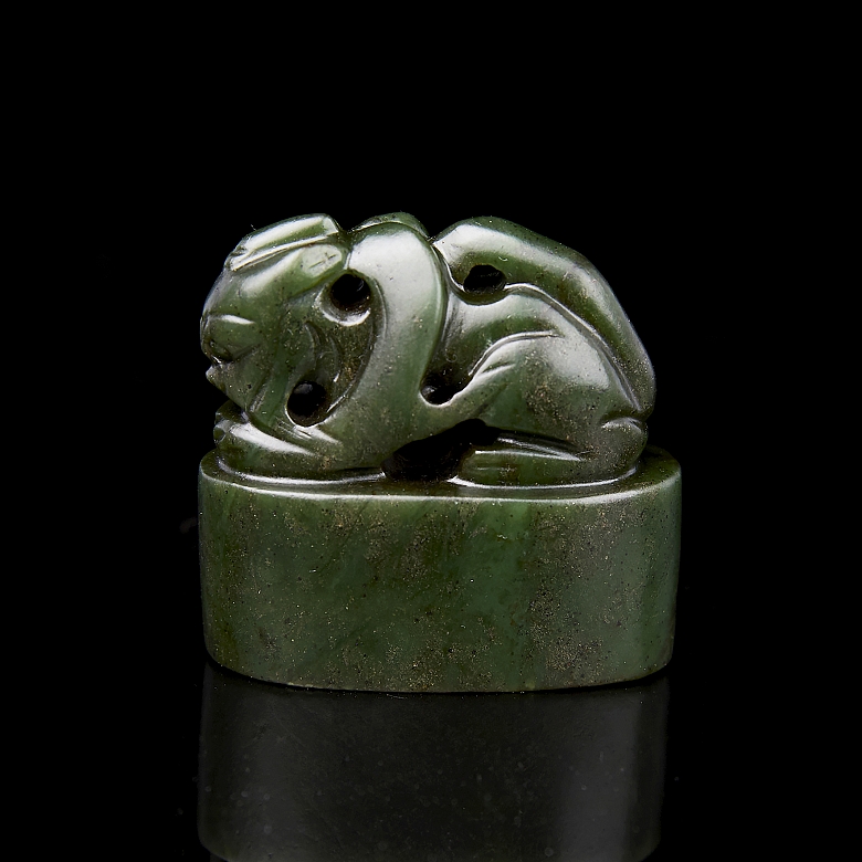 Sello de jade verde espinaca 