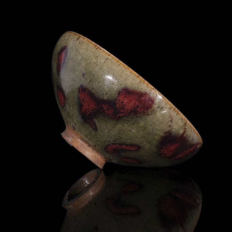 Cuenco de cerámica con esmalte Junyao, dinastía Yuan