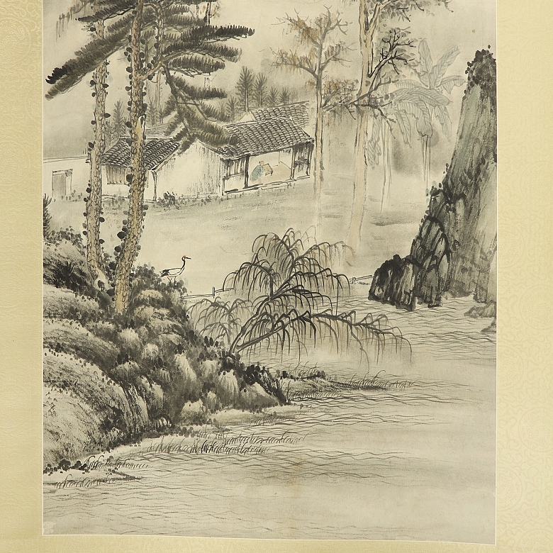 Chinese painting “Landscape and poem”, 20th century - 4