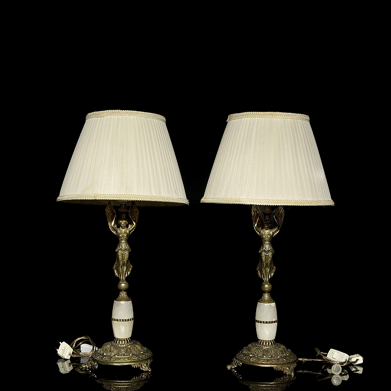 Pair of ‘Harpy’ table lamps, 20th century