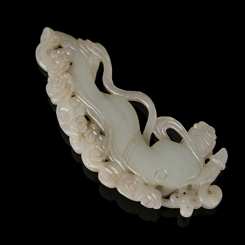 Carved jade plaque ‘Guanyin among clouds’, Qing dynasty