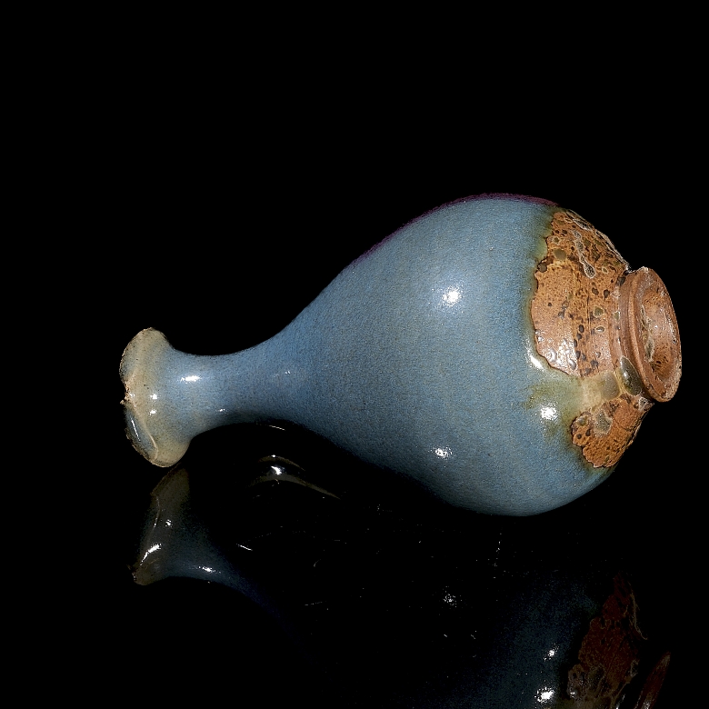 Jarra de cerámica esmaltada, horno Jun, estilo Song