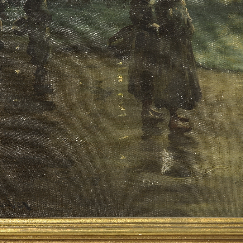 German school 19th-20th century “Boats under the moon” - 5