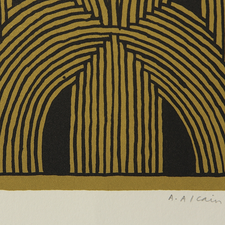 Alfredo Alcain Partearroyo (1936) “Intertwined on Ochre”, 2003