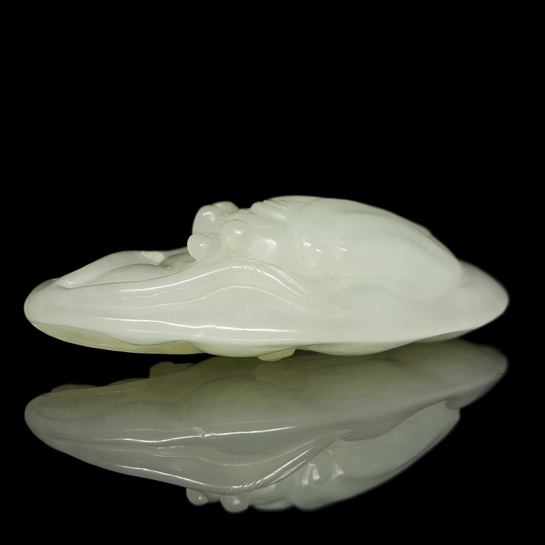 White jade pendant, ‘Insect on Fruit,’ Qing dynasty
