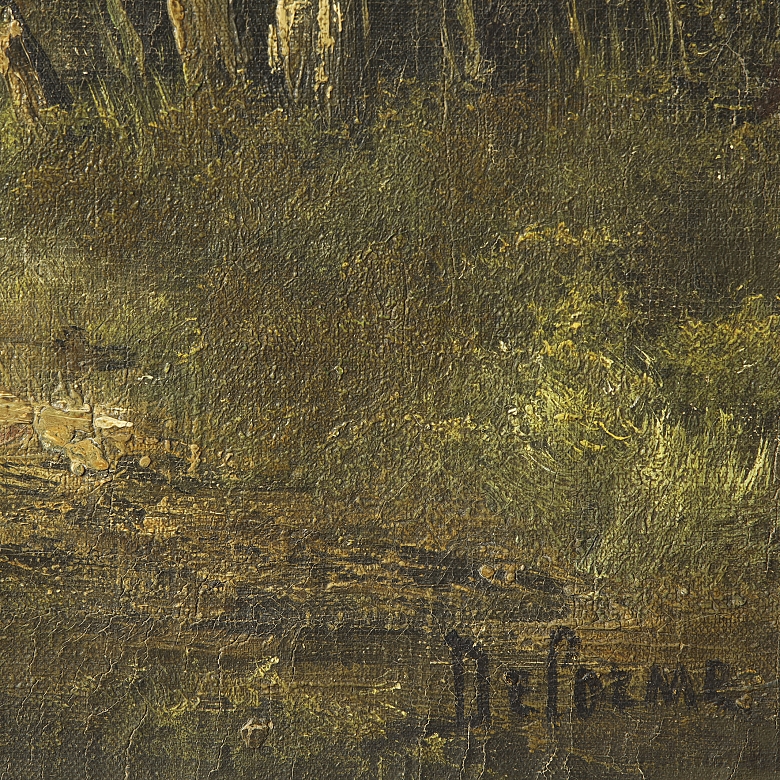 Delorme (19th-20th century) ‘Boats on the river’