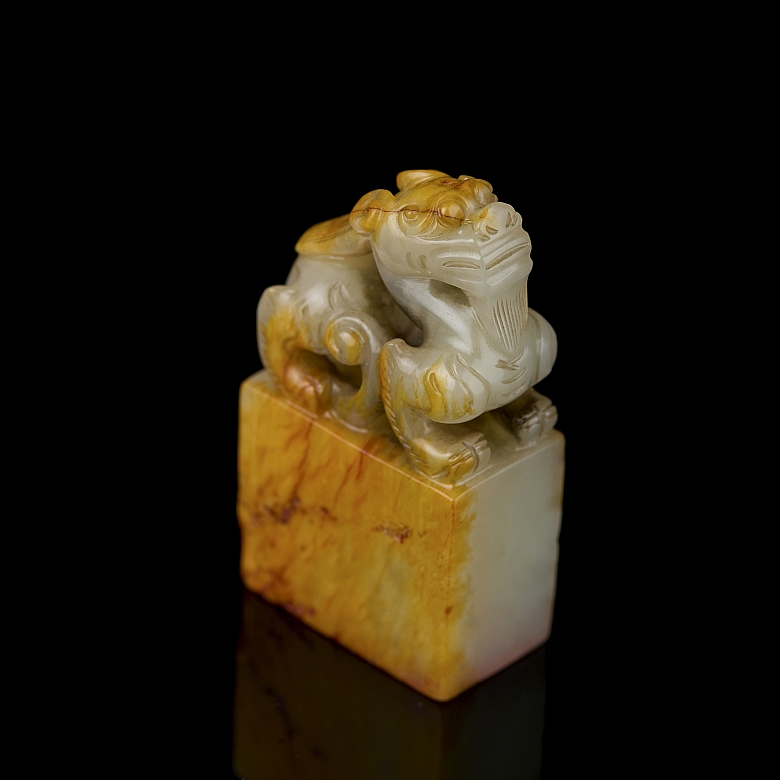 Sello de jade tallado “Gran dragón”, dinastía Qing