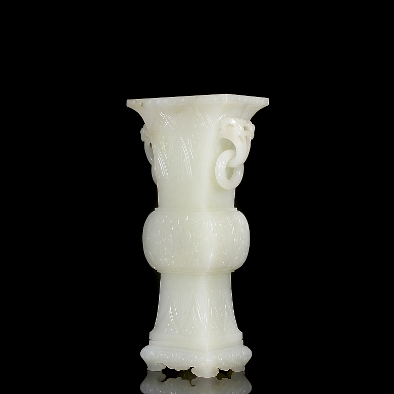 Jarrón de jade blanco de Hetian 