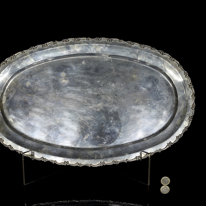 Oval silver tray, 20th century