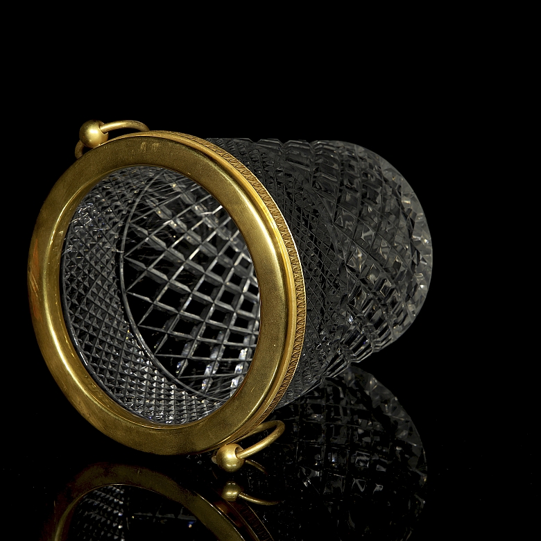 Hielera francesa de cristal tallado, s.XX