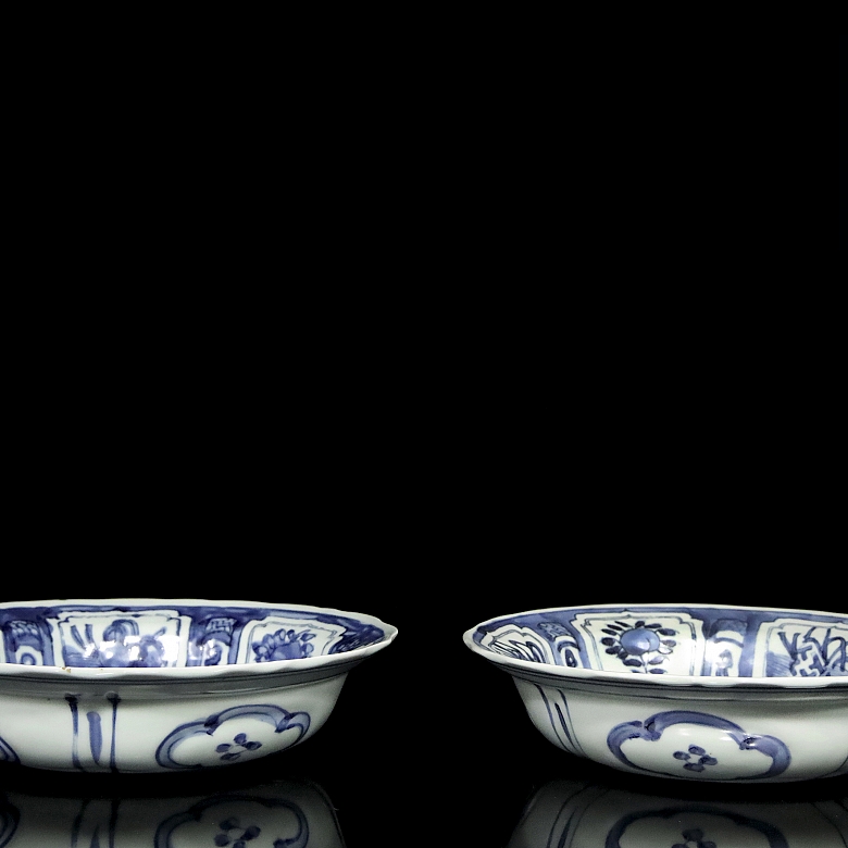 Pareja de platos, azul y blanco, S.XX - 8
