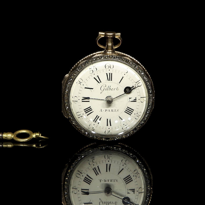 Gilbert A. Paris rose gold pocket watch