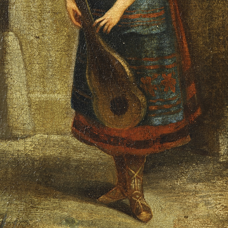 J. Harwey (19th century) ‘Young Man with Mandolin’ - 4