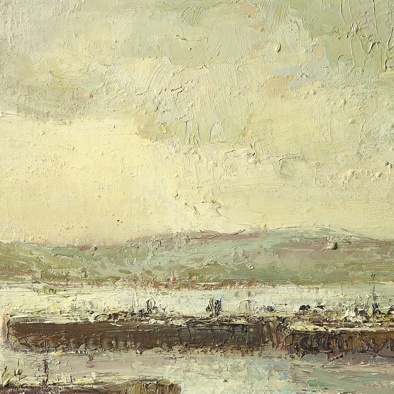 Manuel Sanchez Domingo (20th century) ‘Marine in the harbour’, 1976 - 1