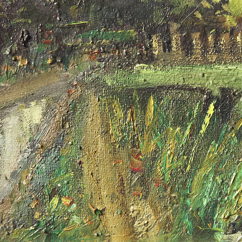 V. Benlloch (20th century) “Landscape with Tower”