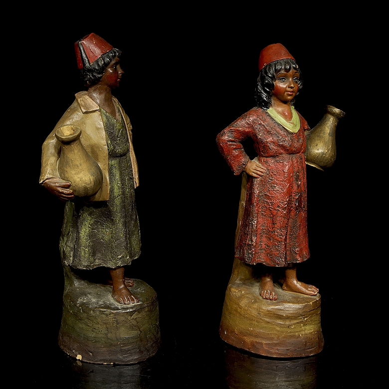 Pair of terracotta figures in Orientalist style, 20th century - 1