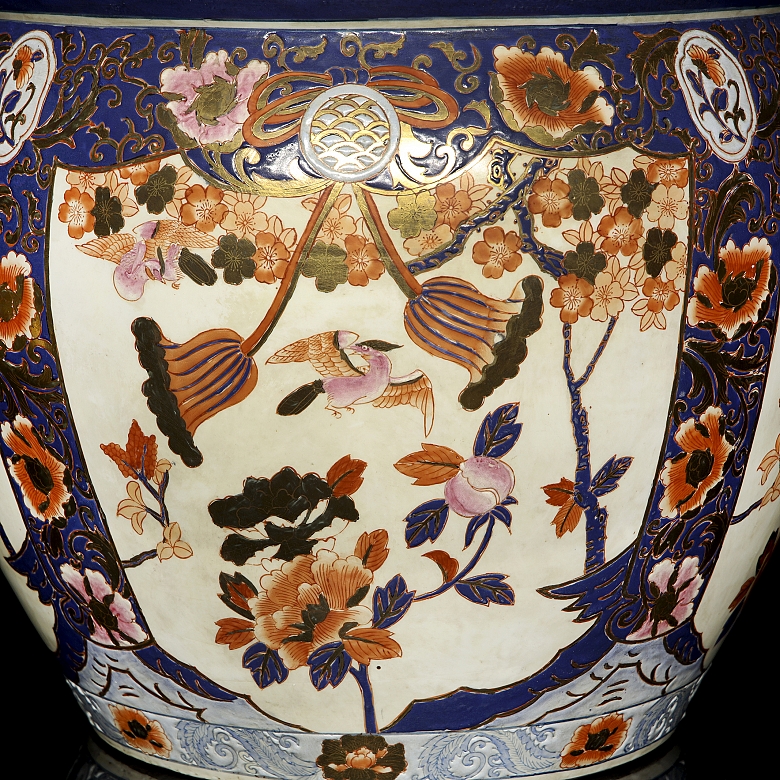 Chinese glazed porcelain fishbowl, “Flowers and Birds,” 20th century