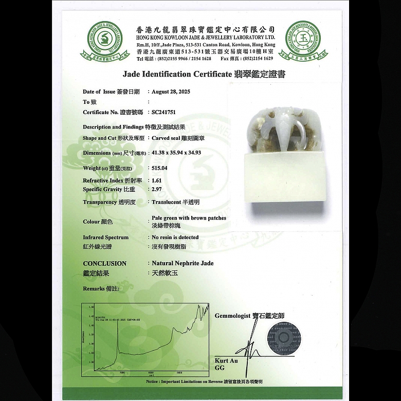 White jade seal “Beast,” Ming dynasty