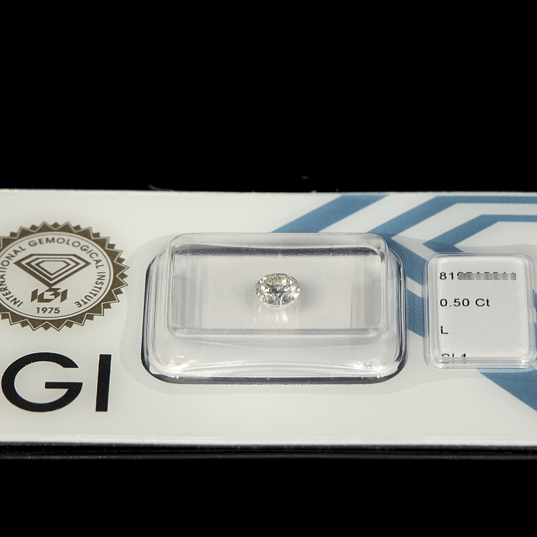 Diamante natural en talla brillante, 0.50 ct, certificado IGI