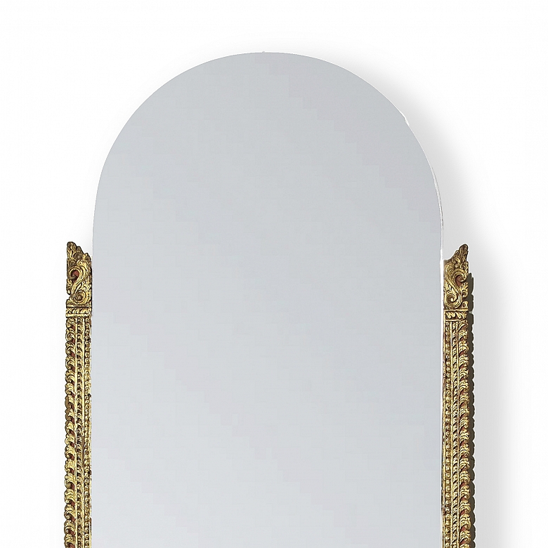 雕花木框镜，印度尼西亚，20世纪