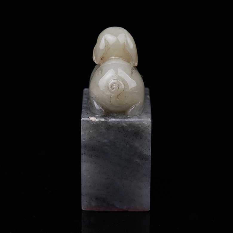 Sello rectangular de jade de Hetian