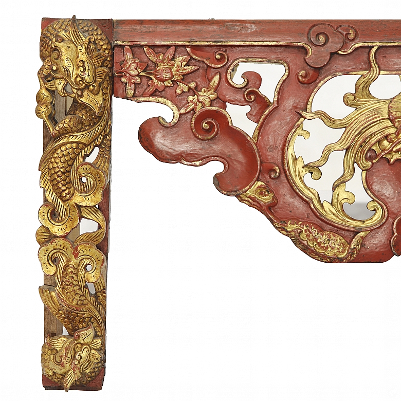 漆木窗帘罩，“龙与花”，印度尼西亚，19世纪 - 1