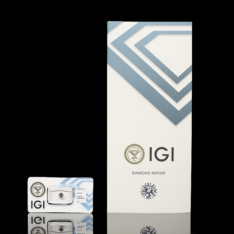 Diamante natural talla brillante, 0.53 ct, certificado IGI