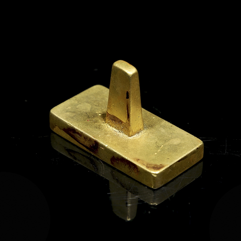 Pequeño sello de bronce dorado, dinastía Qing