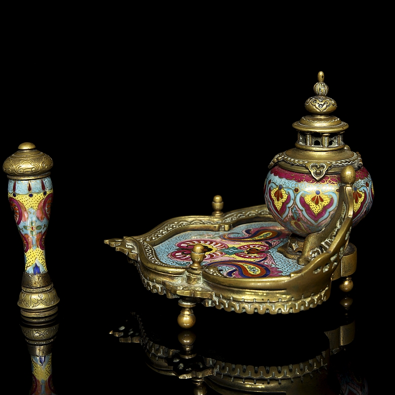 Set of enamelled scribe and stamp seal, 18th-19th century - 8