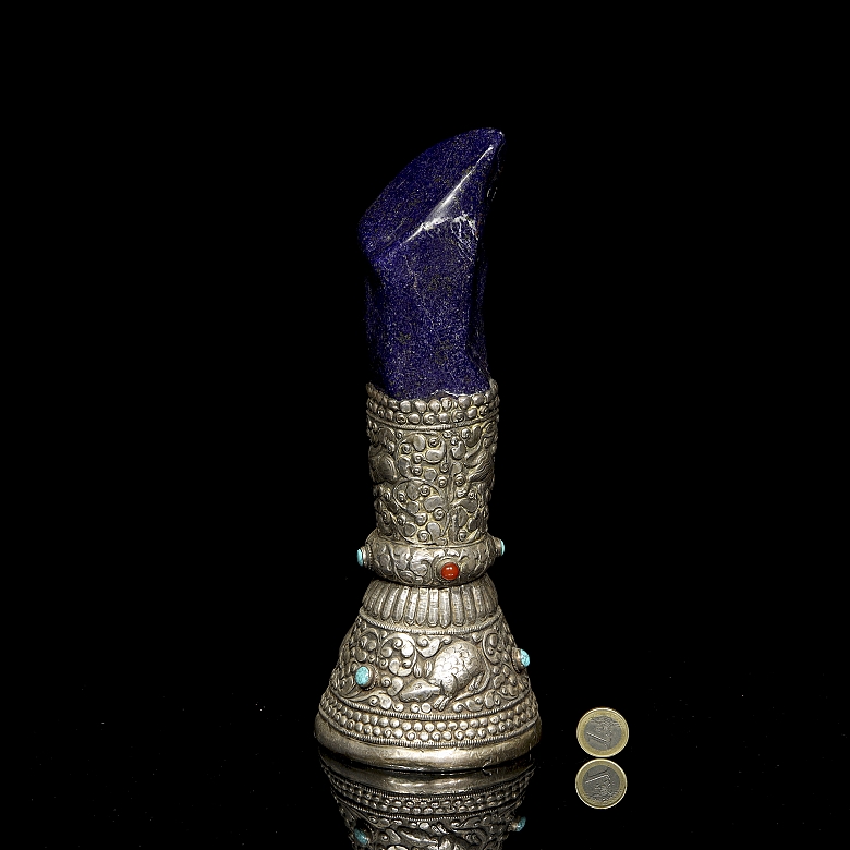 Sello de plata y lapislázuli, Tíbet, s.XIX-XX